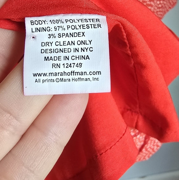 Mara Hoffman, Red Phoenix Boho Print Peplum Mini Dress, Size 6 - Picture 10 of 11